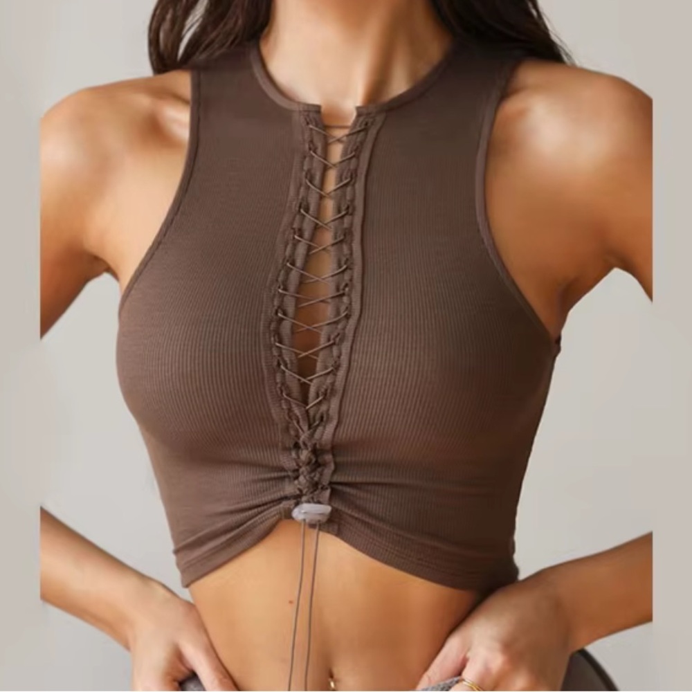 Joah Brown Laceup Top